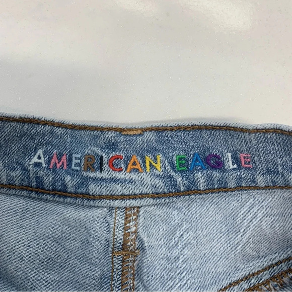 American Eagle Shorts Woman 0 90s Highest Rise Boyfriend Patchwork Rainbow Denim - Picture 7 of 12